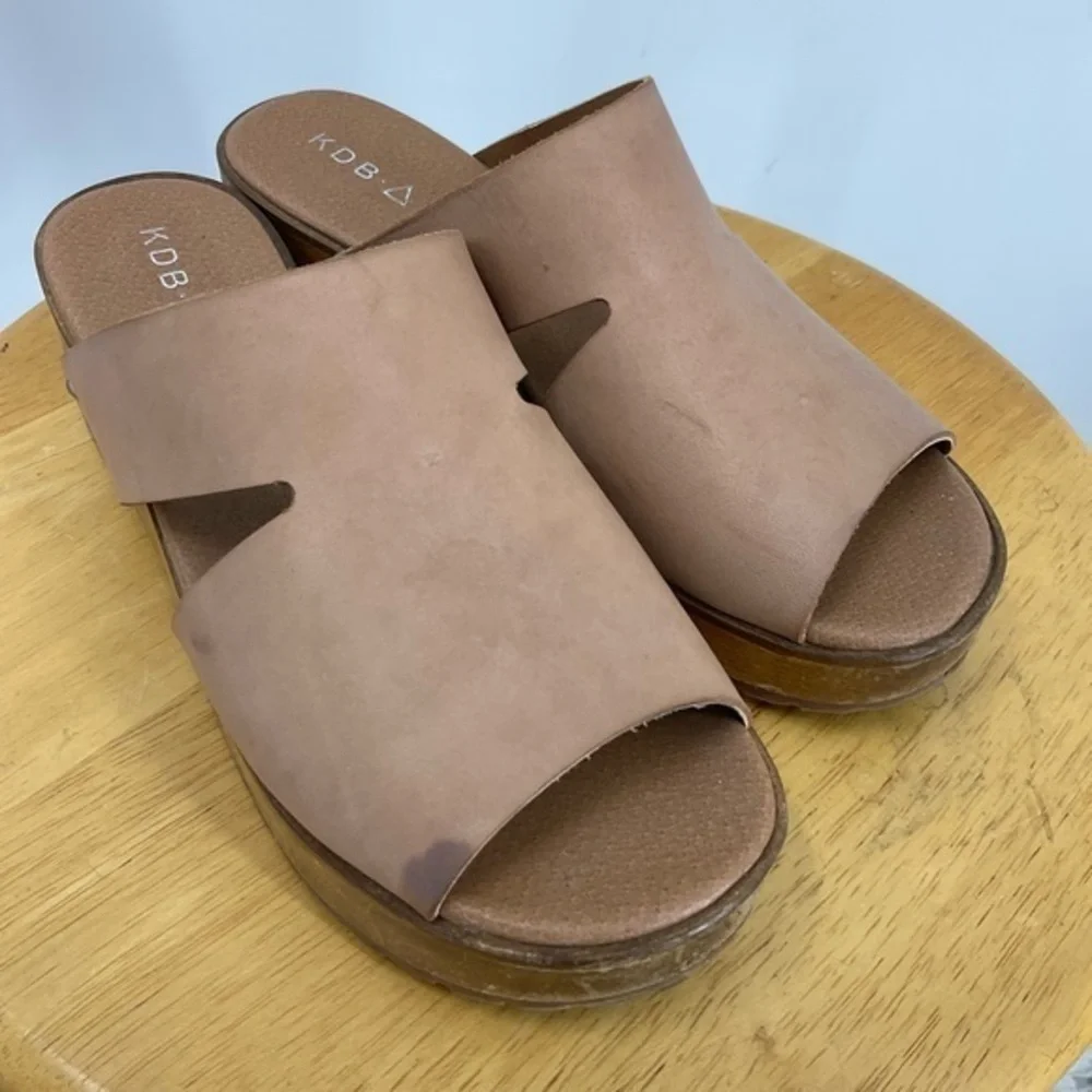 KDB Kelsi dagger leather wood platform sandal 7